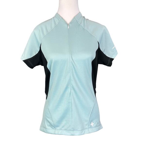 Specialized Cycling Top Jersey Sz Large Blue Black Back Pockets 1/2 Zip - Picture 1 of 6